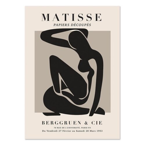 Affiche Matisse Noir et Blanc Femme