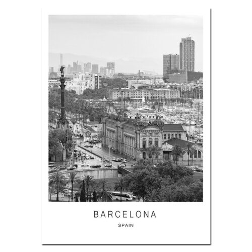 Affiche Noir et Blanc Ville Barcelone