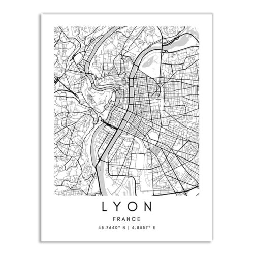 Affiche Ville Carte Lyon