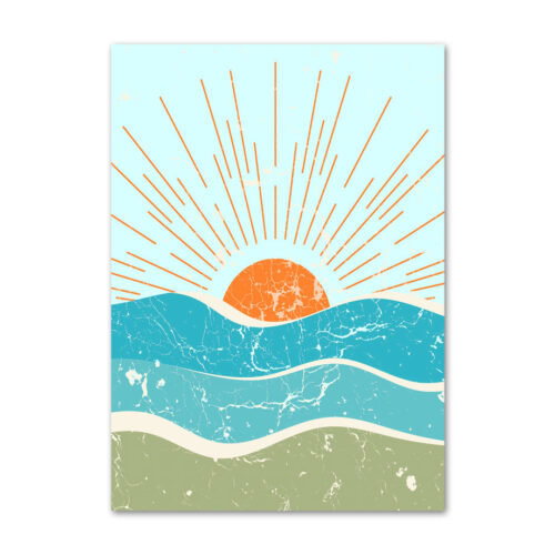 affiche abstraite mer et soleil