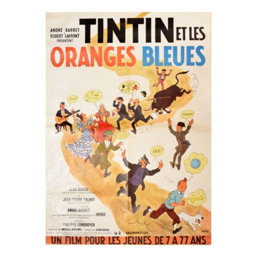 affiche tintin et les oranges bleues
