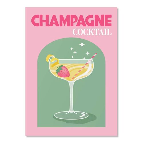 Affiche Cuisine Cocktail Champagne